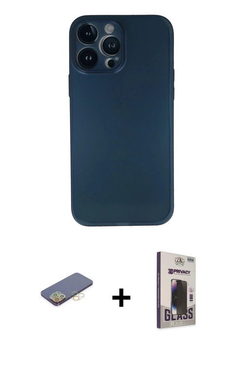 ieg™ iPhone 13 Pro Max Kılıf Yadigar Yansıma Serisi - Siyah Bilvis Hayalet Cam Ekran Koruyucu + Sarı