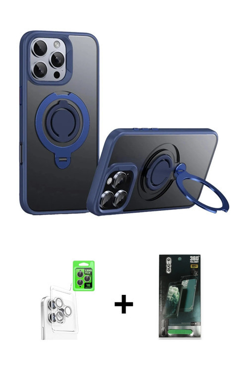 ieg™ iPhone 16 Pro Max Kılıf Zirve Çizgi Prime - Siyah 360 Mat Full Body Arka Koruyucu + Beyaz Raze