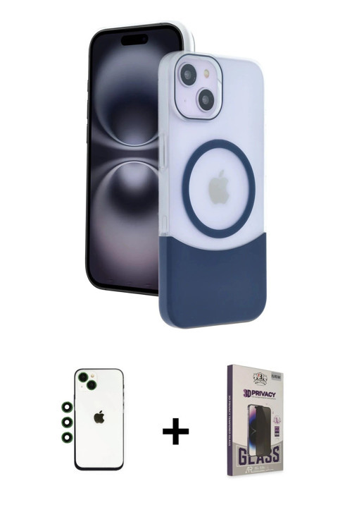 ieg™ iPhone 14 Kılıf Kozmos Form Özel Seri - Siyah Bilvis Hayalet Cam Ekran Koruyucu + Yeşil Shine K