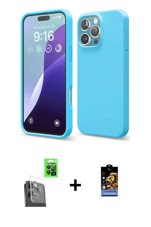 ieg™ iPhone 14 Kılıf Kozmos Form Özel Seri - Siyah Bilvis Hayalet Cam Ekran Koruyucu + Yeşil Shine K