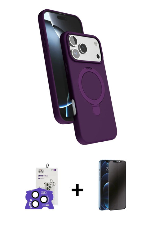 ieg™ iPhone 17 Pro Max Kılıf İz Işık Koleksiyonu - Siyah 3D Antistatik Hayalet Cam Ekran Koruyucu +