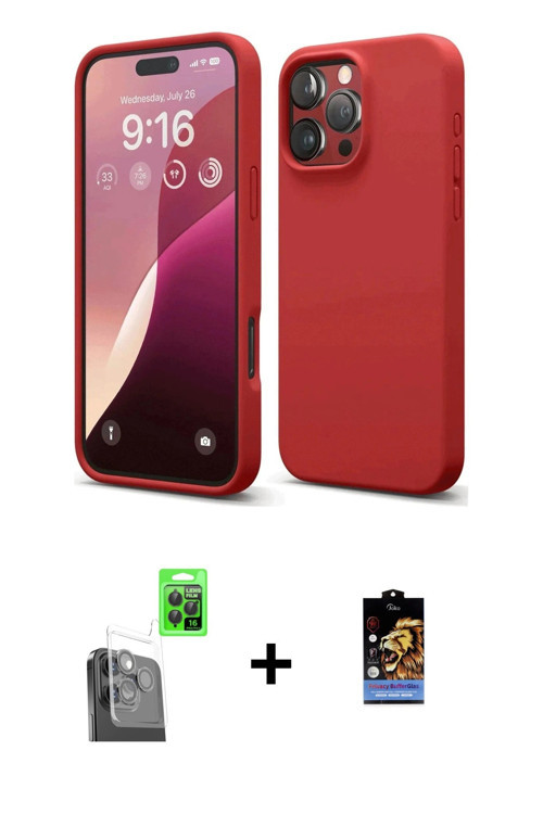 ieg™ iPhone 14 Kılıf Kozmos Form Özel Seri - Siyah Bilvis Hayalet Cam Ekran Koruyucu + Yeşil Shine K