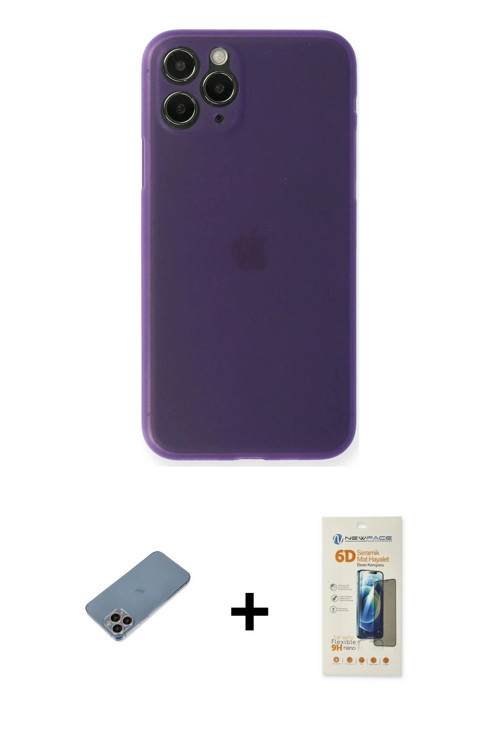 ieg™ iPhone 11 Pro Kılıf Yadigar Yansıma Serisi - Siyah 6D Mat Seramik Hayalet Nano Ekran Koruyucu +