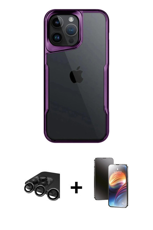 iPhone 15 Pro Max Kılıf Akış Çizgi Koleksiyonu - Siyah 3D Antistatik Mat Seramik Nano Ekran Kor