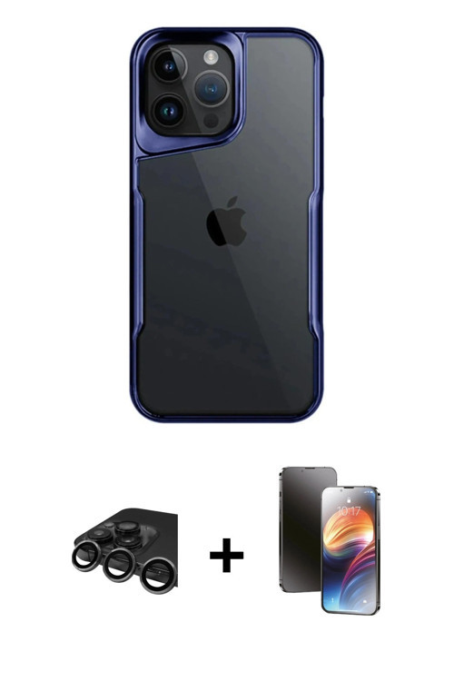 iPhone 15 Pro Max Kılıf Akış Çizgi Koleksiyonu - Siyah 3D Antistatik Mat Seramik Nano Ekran Kor