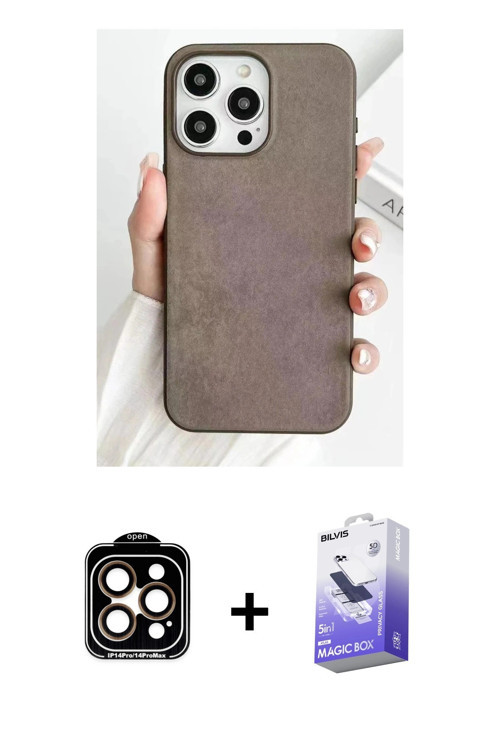 ieg™ iPhone 15 Pro Max Kılıf Pusula Modern - Siyah Bilvis 5in1 5D Magic Hayalet Cam Ekran Koruyucu +