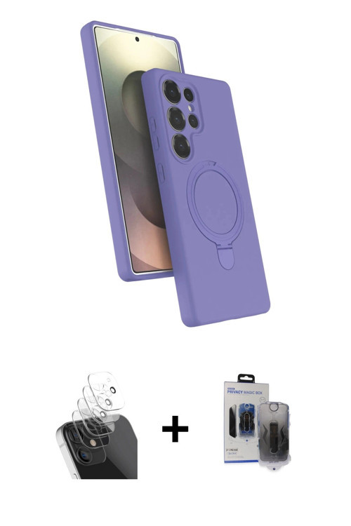 ieg™ Galaxy S24 Ultra Kılıf İz Işık Koleksiyonu - Siyah Vanessa Magic Hayalet Cam + Şeffaf Kamera Le