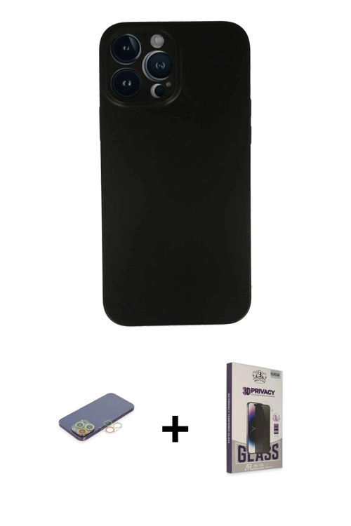 ieg™ iPhone 13 Pro Max Kılıf Yadigar Yansıma Serisi - Siyah Bilvis Hayalet Cam Ekran Koruyucu + Sarı