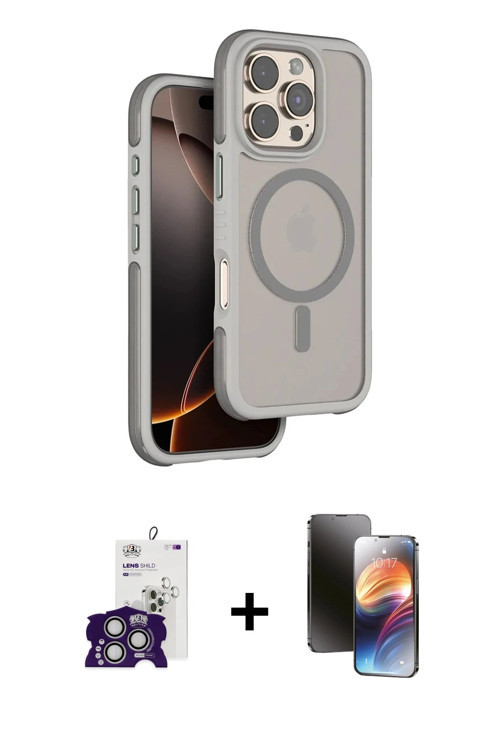ieg™ iPhone 16 Pro Max Kılıf Çekirdek Minimal Prime - Siyah 3D Antistatik Mat Seramik Nano Ekran Kor