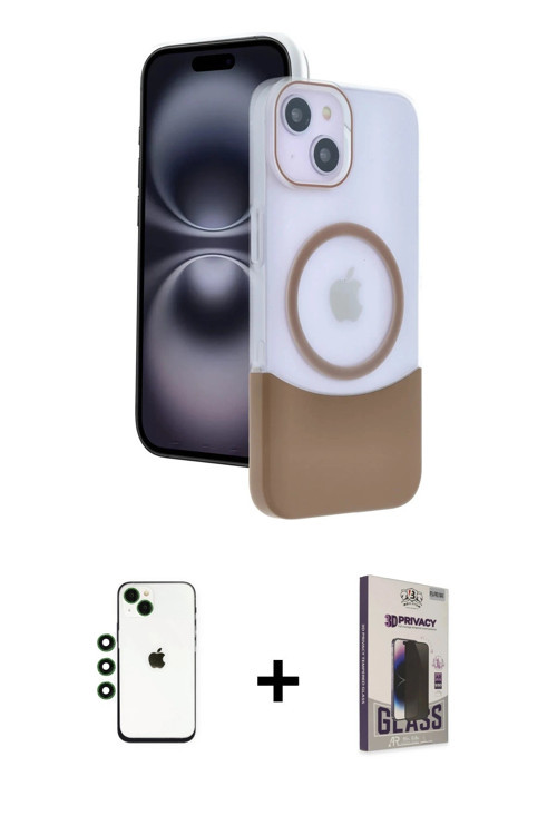 ieg™ iPhone 14 Kılıf Kozmos Form Özel Seri - Siyah Bilvis Hayalet Cam Ekran Koruyucu + Yeşil Shine K