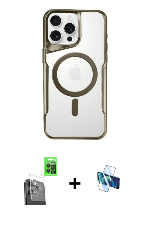 ieg™ iPhone 16 Pro Kılıf Yadigar Klasik Özel Seri - Siyah 3D Antistatik Seramik Nano Ekran Koruyucu