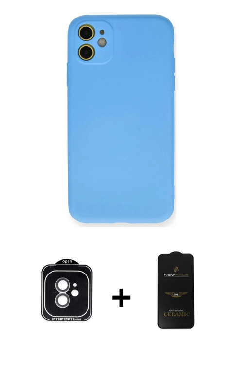 ieg™ iPhone 11 Kılıf Ahenk Serisi - Siyah 6D Antistatik Mat Seramik Hayalet Nano Ekran Koruyucu + Ye