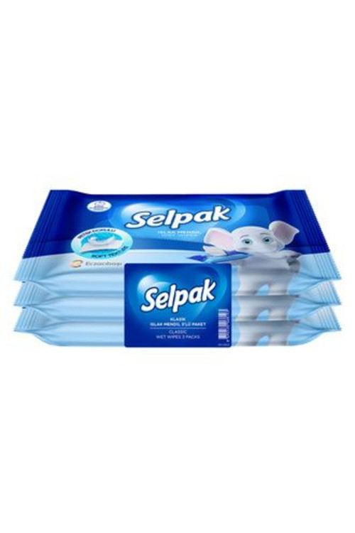 3 Adet Klasik Islak Cep Mendili 3 X 15'Li