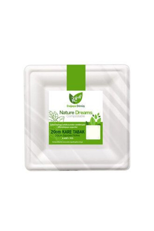 6 Adet Nature Dreams 6'Lı Kare Tabak 20 Cm