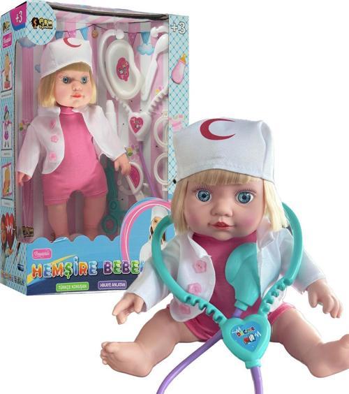 Türkçe Konuşan, Şarkı Söyleyen - Masal Anlatan Hemşire Bebek - 30 cm, 7 Parça Doktor Seti
