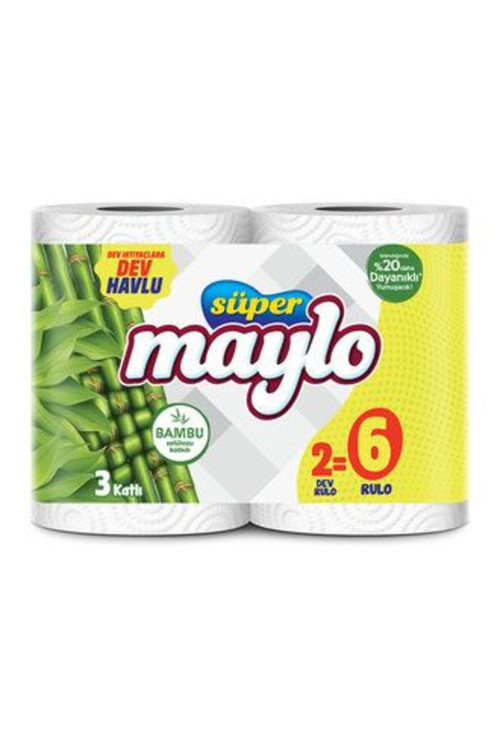 1 Adet Süper Bambu Katkılı Dev Havlu 2=6 Rulo