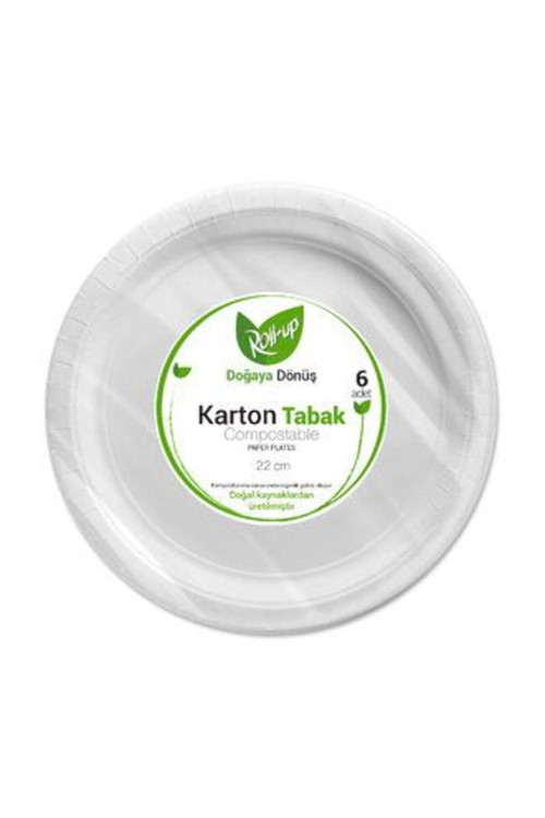 5 Adet Doğaya Dönüş Karton Tabak 6'Lı 22 Cm