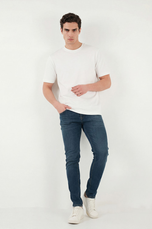 Dar Kalıp Düşük Bel Dar Paça Jeans Erkek Kot Pantolon 1115C55NAPOLI YEŞİL-MAVİ