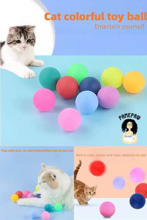Renkli Kedi Plastik 4 cm Oyun Topları 20 Adet