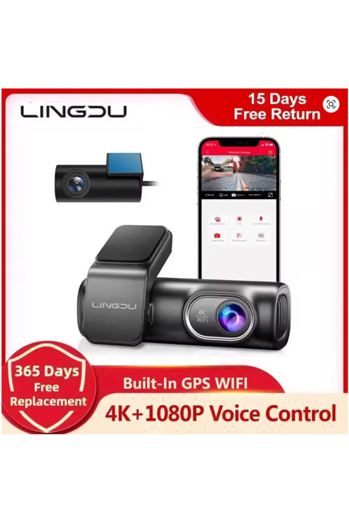 Lıngdu 4K Araç Kamerası D200 Araba Dvr'ı Ön ve İç Araç Kamerası WIFI GPS