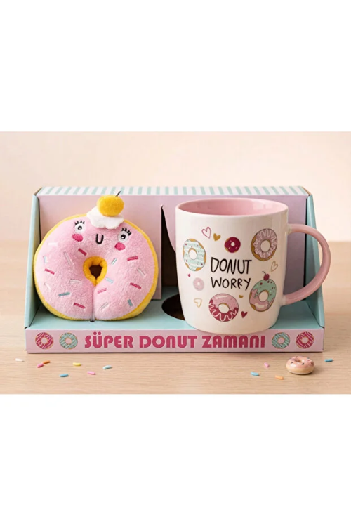 Donut Peluş Anahtarlıklı Kupa 360 ML
