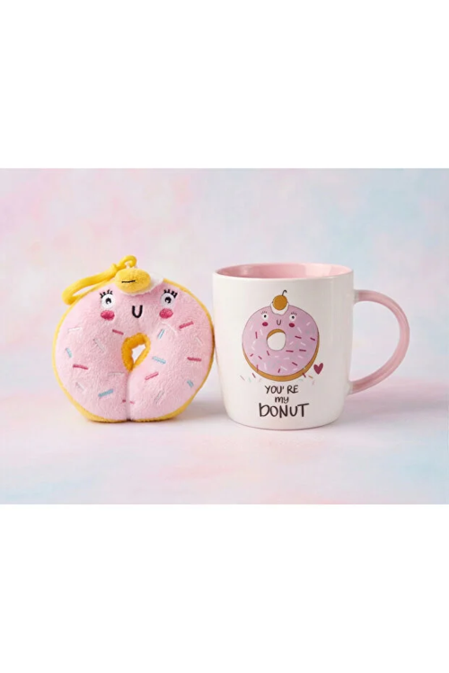 Donut Peluş Anahtarlıklı Kupa 360 ML