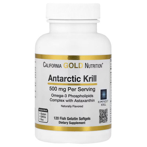 Antarctic Krill Oil Omega-3 EPA DHA Phospholipids Astaxanthin 120 Fish Gelatin Softgels