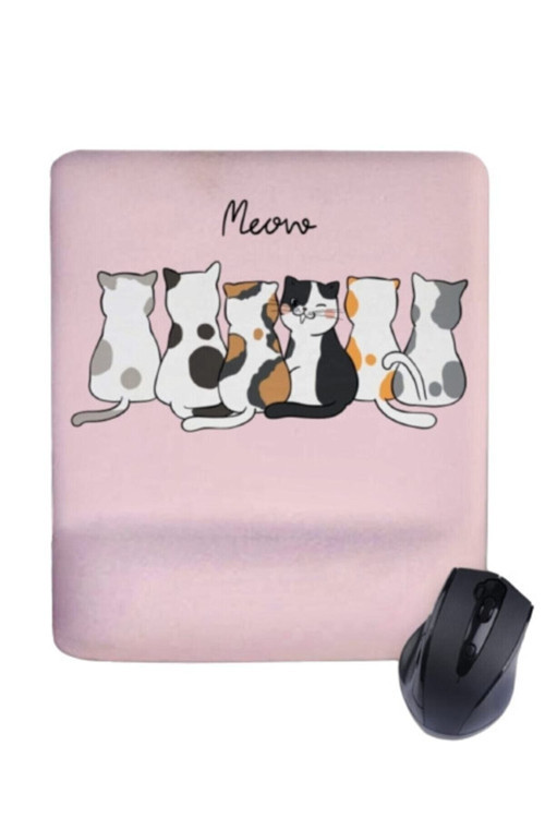 Kedi Dikdörtgen Bilek Destekli Mouse Pad