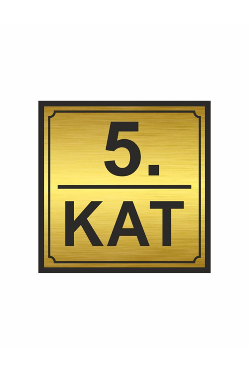 5.kat Metal Yönlendirme Levhası 20cm X 20cm Gold Renk