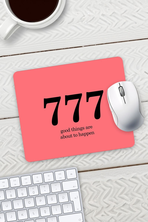 777 Olumlama Baskılı Mouse Pad 23x19cm Fare Altlığı Kaydırmaz Taban