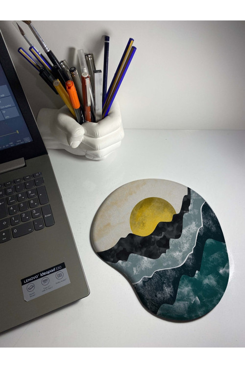 Gün Batımı Illustrasyon Çizim 1713 Bilek Destekli Mouse Pad