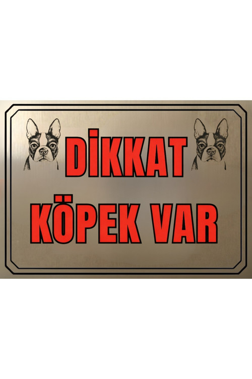 Dikkat Köpek Var Metal Uyarı Levhası 20x30 cm – Siyah Çerçeveli ı Bahçe Kapı Uyarı Levhası