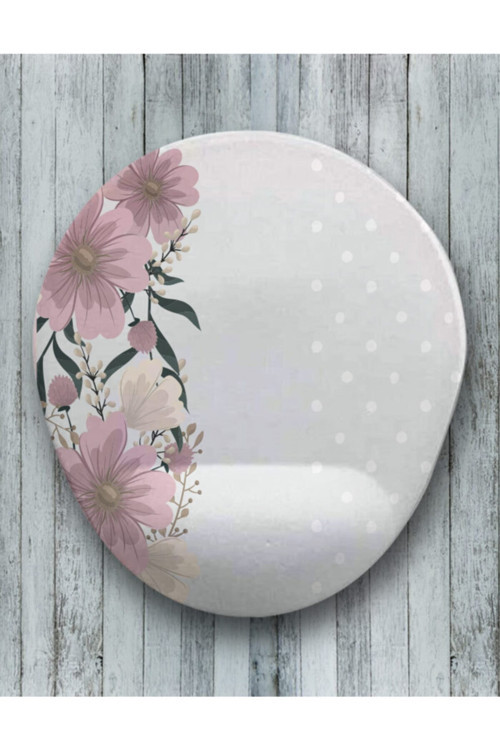 Flower Pastel Oval Bilek Destekli Mouse Pad