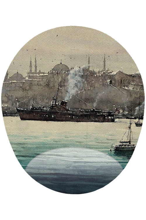 Istanbul Vapur Ve Cami Görselli - Bilek Destekli Mousepad