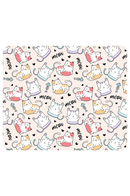 Minik Kediler Meow - Kare Baskılı Mouse Pad