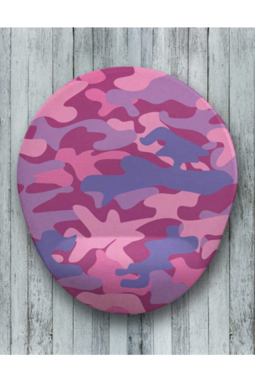 Pembe Kamuflaj Oval Bilek Destekli Mouse Pad