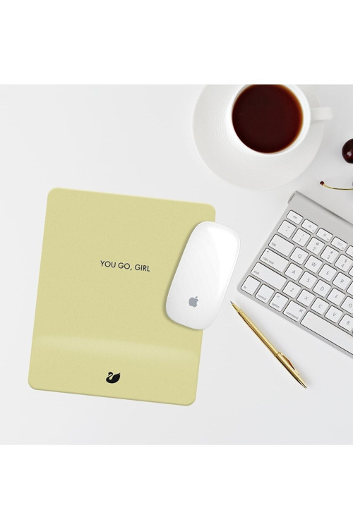 Sarı You Go Girl Yazılı Bilek Destekli Dikdörtgen Mouse Pad Mouse Altlık