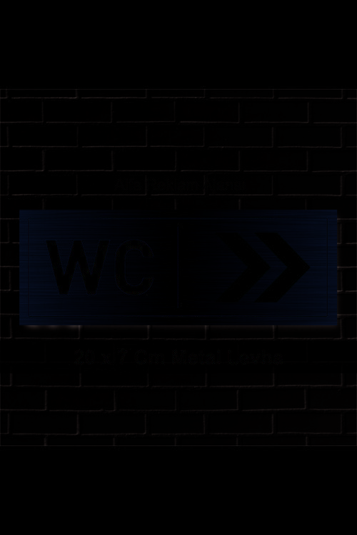 WC YAZILI SAĞ TARAFA OK İŞARETİ GÖSTEREN METAL LEVHA