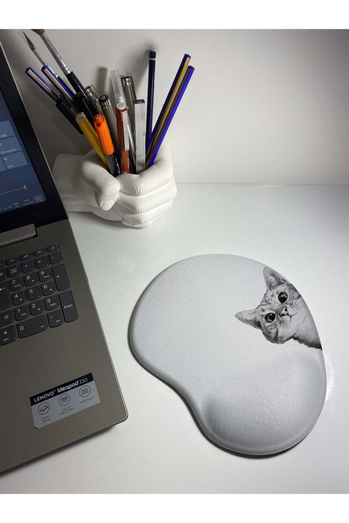 Siyah Beyaz Kedi Bilek Destekli Mouse Pad