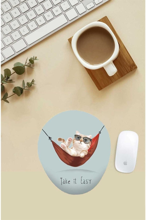 Take It Easy Yazılı Bilek Destekli Mouse Pad
