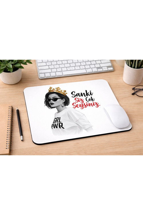 Sanki Siz Çok Şeysiniz Yazılı Mousepad 21x17,5 cm – Kaymaz Tabanlı Düz Mouse Pad – Ofis & Gaming