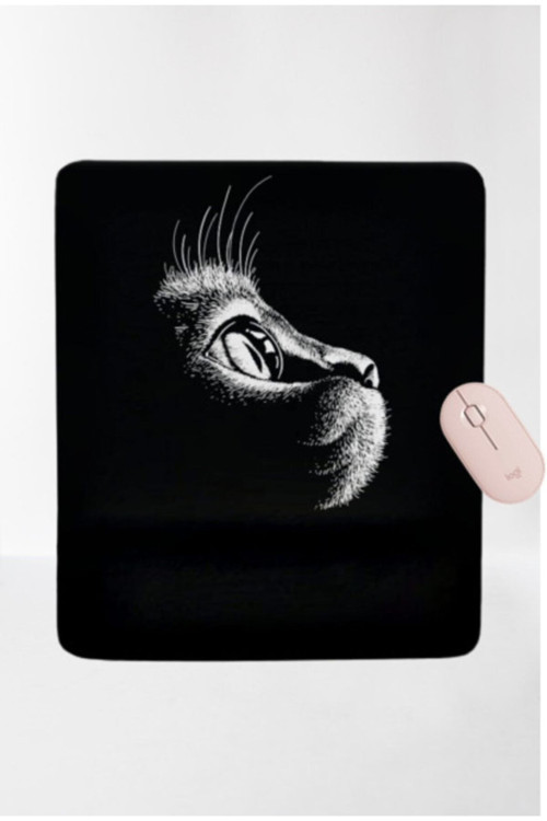 Siyah Kedi Black Cat Bilek Destekli Dikdörtgen Mouse Pad
