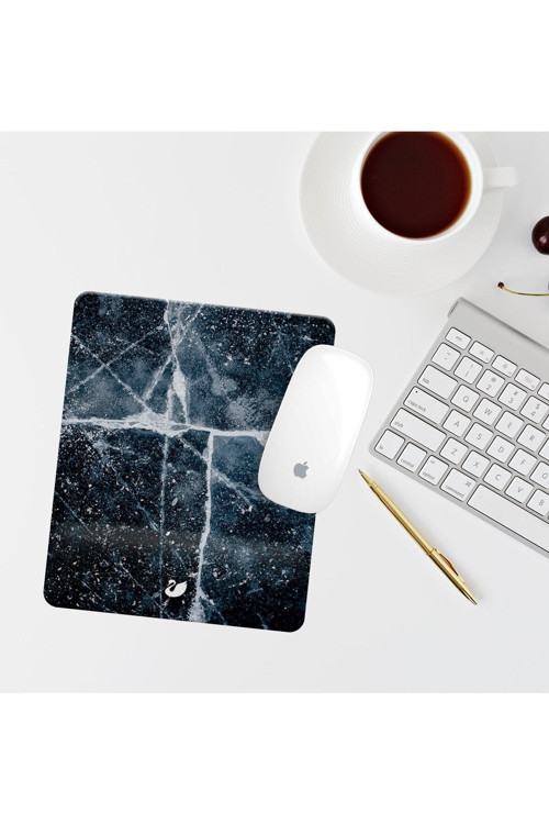Siyah Mermer Desen Bilek Destekli Dikdörtgen Mouse Pad Mouse Altlık