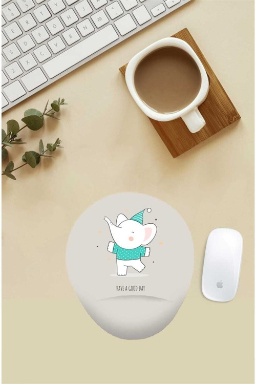 Tatlı Fil Desenli Bilek Destekli Mouse Pad