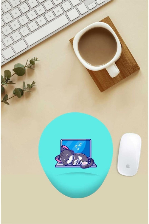 Tembel Kedi Desenli Bilek Destekli Mouse Pad