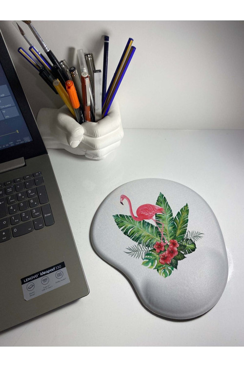 Tropikal Flamingo Desenli Bilek Destekli Mouse Pad