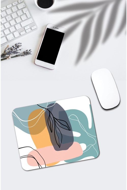Soyut Çizim Yaprak Desenli Mouse Pad