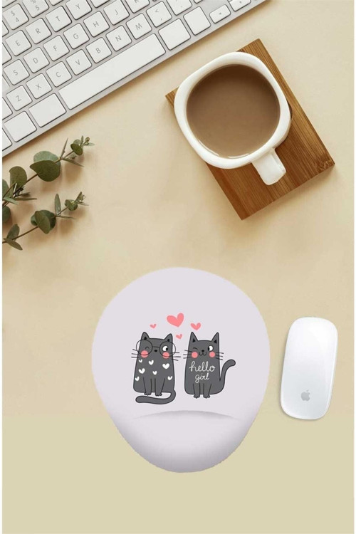 Aşık Kediler Desenli Bilek Destekli Mouse Pad