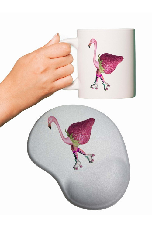 Flamingo Girl Baskılı Mouse Pad + Kupa Bardak Mug