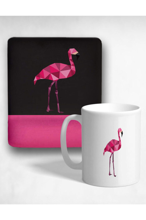 Pink Flamingopin Bilek Destekli Mouse Pad Ve Kupa Bardak Seti